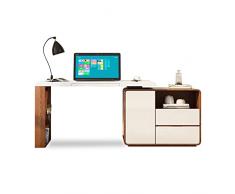 zlw-shop Ufficio Domestico della scrivania della Stanza di Studio Multifunzione PC Tavolo da Scrittura scrivania con scaffali e armadietto rotabili Scrivania per Studio con Tastiera Nascosta