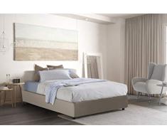 Talamo Italia Letto contenitore Una piazza e mezza Silvia Sommier, Made in Italy, Letto con rivestimento in ecopelle, Apertura laterale, adatto per materasso cm 120x190, Tortora