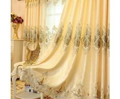 Set di 2 tende jacquard dorate europee di lusso per camera da letto, soggiorno (175x140 cm), gold, 260*140 cm