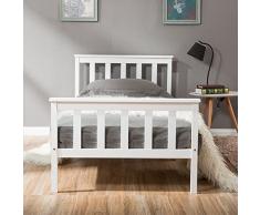 LIFE CARVER - Struttura letto singolo in legno di pino massiccio bianco per adulti, bambini, adolescenti