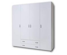 BASE Armadio senza tempo in bianco - Armadio versatile con 4 ante a cerniera e molto spazio - 160 x 177 x 52 cm
