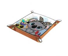 Gufi Di Koala Cuoio Dellunità Di Elaborazione Catchall Vassoio Comodino Comodino Caddy Dadi Valet Vassoio Di Cuoio Catchall Gioielli Vassoio Dadi Box Comodino Vassoio