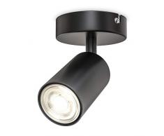 B.K.Licht Faretto da parete o soffitto orientabile, attacco per lampadina GU10 non inclusa, plafoniera in metallo nero opaco, lampada da soffitto per ingresso, applique per camera da letto o corridoio