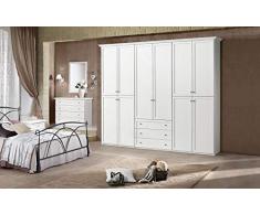 Armadio a 6 Ante battenti. Effetto Bianco larice (cm. 284 x 55 x 251h)