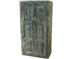 Etnicart - Armadio Indiano Legno massello decapato-87Larg x 173Alt x 45Prof - - Mobili Etnici