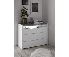 comò 3 cassetti bianco opaco moderno top grigio EFFETTO CEMENTO economico moderno design