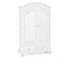 Milani Home s.r.l.s. Armadio 2 Porte 2 Cassetti Bianco per Interno Camera Cameretta Arte Povera Massello