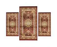 Set Parure Tappeto + Scendiletto 3 pz Tappeti Obama art. Artemis P482 BORDEAUX