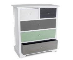 King Home C656180 Cassettiera 5 Cassetti Multicolor, 64X32X73H