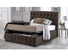 Dafne Italian Design Letto Una Piazza e Mezza con Contenitore. Colore Marrone Scuro. (140 x 212 x 116)