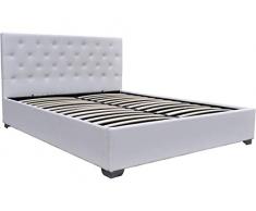 Habitat & Jardin Letto Matrimoniale con Contenitore Tino - 140 × 190 cm - Bianco