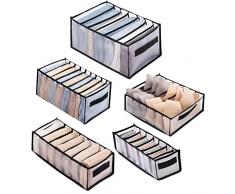 KOSHIFU 5 Pezzi Organizer per Armadio Lavabile Organizer per Cassetti Biancheria Contenitori Pieghevoli per Vestiti Cassetti con Scomparti Nero Organizer per Jeans Scatola Pantaloni Leggings T-Shirt