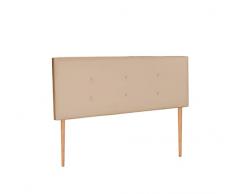 DHOME Testiera in Similpelle o Tessuto AQUALINE Pro Testiera con 2 File di Bottoni e Gambe Testiera Imbottita Letto di Lusso (160x105cm con Gambe (Letti 150/160), Similpelle Beige)