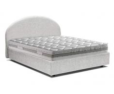 Talamo Italia Letto contenitore Una piazza e mezza Luna, Made in Italy, Letto con rivestimento in tessuto, Apertura frontale, con materasso cm 120x190 incluso, Bianco