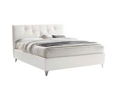 LettoFacile montalo in 30 Minuti - Letto Matrimoniale Vesta in Ecopelle Bianco con Rete e Box contenitore - Made in Italy (160 x 190 cm)