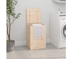 Homgoday Contenitore per Bucato 44x44x66 cm Legno Massello Pino, Cassapanca Contenitore da Esterno, Baule da Giardino Esterno