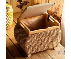 Pouf Per Scatola Di Sonagli Derba,scatola Organizzatore Storage Con Coperchio,fine Della Panca Ottomana Di Stoccaggio Del Letto,forziere Dei Tronchi Di Vimini Intrecciati B 45x36x40cm(18x14x16inch)