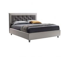 LettoFacile montalo in 30 Minuti - Letto Matrimoniale Leda Frame con bottoni in Ecopelle Grigio - Struttura senza rete - Made in Italy (160 x 190 cm)