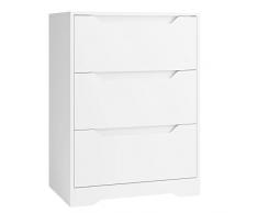 HOCSOK Cassettiera Camera da Letto, Cassettiera Comodino 3 Cassetti, Mobiletto Portaoggetti Multifunzionale, adatto per Camera da Letto, Soggiorno, 60 x 40 x 82 cm