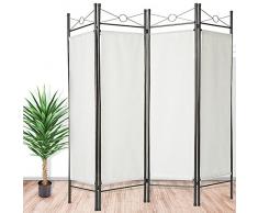 TecTake Divisorio separè paravento 4 pannelli separe paravento e ferro laccato 180x160cm - disponibile in diversi colori e quantità - (1x Bianco | no. 401660)