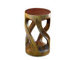 Kinaree Comodino in legno di acacia Nong Prue massiccio, 50 cm, colore: marrone coloniale