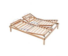 Baldiflex - Rete Piazza e Mezza 120x200 cm Ortopedica Regolabile, NATURAL, Alzata Reclinabile Manuale, Telaio e doghe in Legno Naturale di faggio