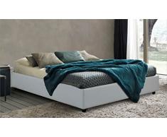 Sararreda SOMMIER Letto Matrimoniale con vano Contenitore Imbottito e Rivestito in Ecopelle - Colore Bianco - Made in Italy