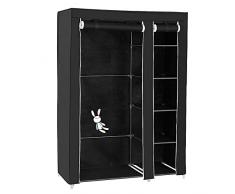 RELOVE Armadio in tessuto con chiusura lampo, per scarpe, con mensole, in tessuto, 172 x 105 x 43 cm, colore: nero