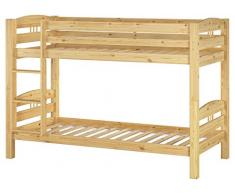 Erst-Holz Letto a Castello 90x200 per Bambini in Pino massello divisibile con doghe rigide 60.10-09