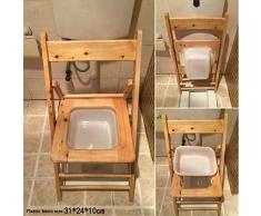 Y&ZB Sedia da Comodino Pieghevole, Donna anziana Portatile Servizi igienici mobili Sgabello WC in Legno, Vasino in Legno Massiccio, Sedersi e Fare Il Bagno,A