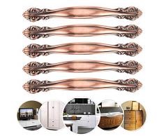 Cikonielf 5 Set Maniglia per mobili in Lega di Zinco Vintage Maniglia per mobili per cassettiera Armadio Cucina Bronzo Rosso