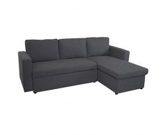 Mendler Divano Letto Divano angolare HWC-D92 Tessuto Grigio Scuro