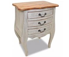 Xingshuoonline - Comodino in Legno Anticato Massiccio, 48 x 35 x 64 cm