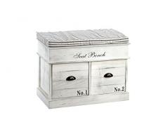 Geko, cassapanca in Legno con 2 cassetti, Colore: Bianco, 70 x 35 x 50 cm