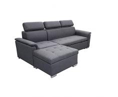 Milani Home s.r.l.s. Divano Letto con penisola ergonomico con poggiatesta Regolabile e Supporto Lombare penisola Contenitore