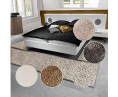 Scendiletto Camera da Letto - Set Tappeti da Camera da Letto, 3 Pezzi - Tappeto Morbido a Pelo Lungo (3.5 cm) in 5 Colori - 1x(80x300 cm) + 2X(80x150 cm) - Marrone Chiaro