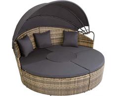 TecTake 800764 Letto Isola Alluminio Rattan, Sdraio Prendisole Arredo Esterno Giardino | Larghezza: ca. 180cm | Disponibile in Diversi Colori (Naturale | No. 403737)