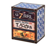 [en.casa] Comò con 3 Cassetti 50 x 40 x 30 cm Cassettiera in Stile Industriale/Vintage Comodino Multicolore con Bordi Rivestiti in Similpelle