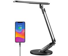 Lampada da scrivania, ANTELA LED 14W 7 livelli di dimmerazione Lampade da tavolo con 4 modalità di illuminazione, Timer automatico da 1 ora, Porta di ricarica USB, Controllo sensibile al tocco, Bianca
