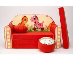 DIVANO LETTO CON MATERASSO FUTON MOBILI PER BAMBINI + POUFFE/POGGIAPIEDI E CUSCINO (F15)
