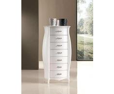 Bagno Italia Mobile Cassettiera settimanale bombata 7 cassetti colore bianco opaco o oro o argento I