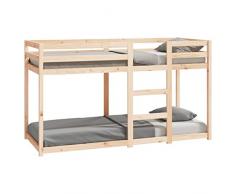 vidaXL Letto a Castello 75x190 cm in Legno Massello di Pino