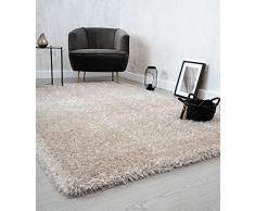 the carpet Willow - Tappeto a pelo lungo, per soggiorno, camera da letto, moderno, morbido, opaco, tinta unita, beige, 80 x 150 cm