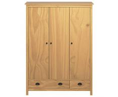 Tidyard Armadio Guardaroba con 2 Cassetti e 5 Ripiani Hill Range Armadio Camera da Letto in Legno Massello di Pino 127x50x170cm