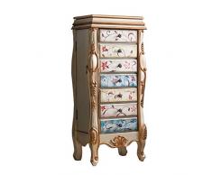 EVEN Cassettiera da Armadio per Gioielli in Piedi con 7 cassetti, Armadio per Gioielli in Legno, con Specchio Flip Top