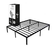 Struttura Letto Metallo 140x200 x 36 cm - Rete Metallo 140x200 cm Dreamzie - Per Letti e Materassi Matrimoniali - Robusto, Facile da Montare, Grande Capacità di Stoccaggio - Rete Nera