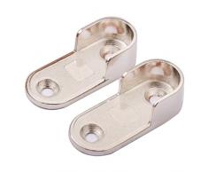 Supporto per Binario Armadio, 2 Pezzi Montato a Parete Armadio Guida Supporto Staffa Tubo per Asta Armadio (Diametro 16mm)