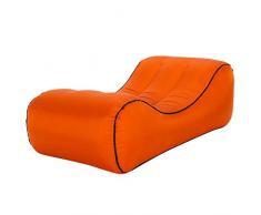 MINMINA Divano Gonfiabile Divano Pigro Divano Gonfiabile Pigro Esterno Letto dAria Portatile in Nylon antistrappo Materiale 5 Secondi Gonfiabile 75 * 50 * 30cm, Arancione