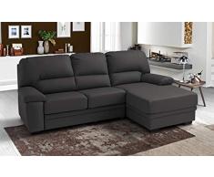 Dafne Italian Design Divano Letto angolare 2 posti con penisola a Destra. Similpelle Grigio (cm. 260 x 90 x 95h)