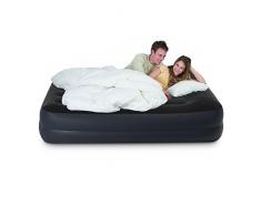 Intex Letto gonfiabile matrimoniale, adulti, con cuscino rialzato, con tecnologia Fiber-Tech, parte superiore: nero/inferiore: blu, 152 x 203 x 42 cm